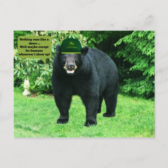 Carte Postale Ours noir - "Cubby - Rien ne tourne comme un Deere (Devant)