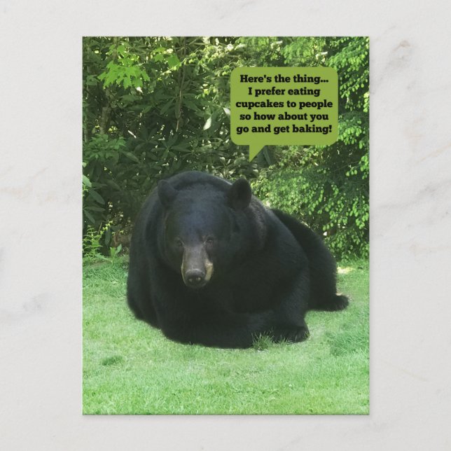 Carte Postale Ours Noir - "Cupcake Cubby" (Devant)