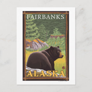 Carte Postale Ours noir en forêt - Fairbanks, Alaska