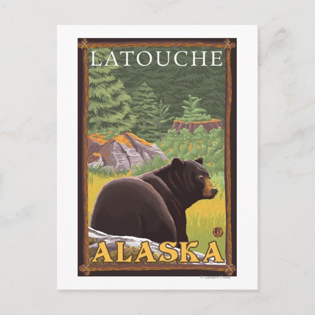 Carte Postale Ours noir en forêt - Latouche, Alaska (Devant)