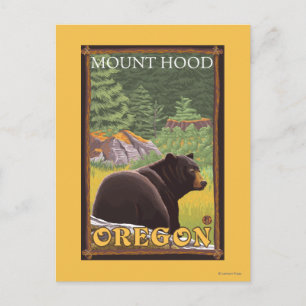 Carte Postale Ours noir en forêt - Mont Hood, Oregon
