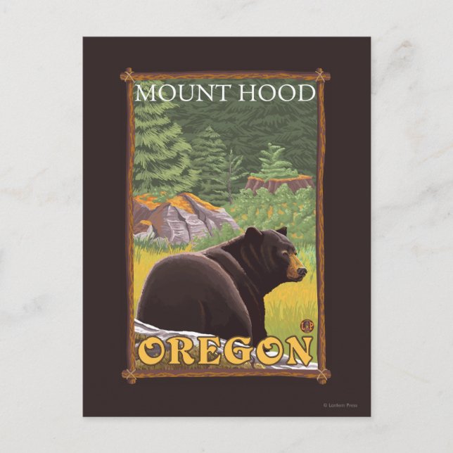 Carte Postale Ours noir en forêt - Mont Hood, Oregon (Devant)