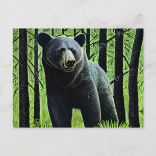 Carte Postale Ours noir rustique Abstrait