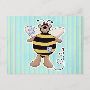 Carte Postale Ours nounut papillon abeille