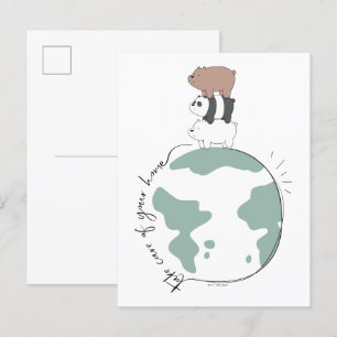 Carte Postale Ours nus - Prenez soin de votre maison