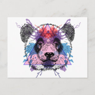 Carte Postale Ours Panda Géométrique