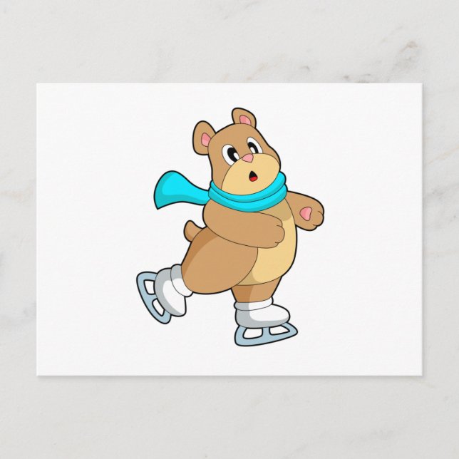 Carte Postale Ours Patinage sur glace Patins sur glace (Devant)