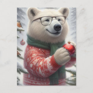 Carte Postale Ours polaire de Noël