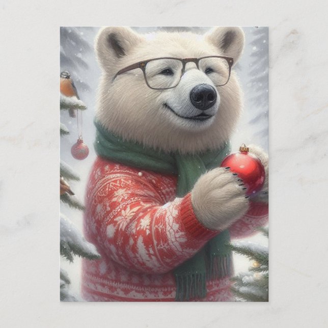 Carte Postale Ours polaire de Noël (Devant)