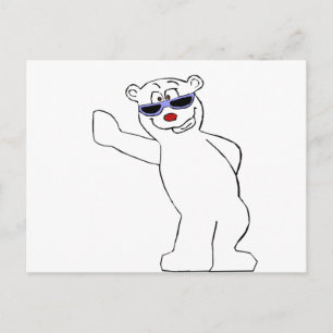 Carte Postale Ours Polaire En Dessin Avec Tons Cool