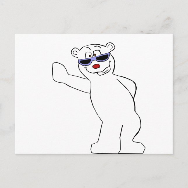 Carte Postale Ours Polaire En Dessin Avec Tons Cool (Devant)