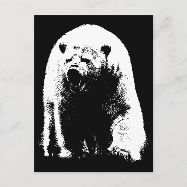 Carte Postale Ours polaire noir et blanc Pop Art (Devant)