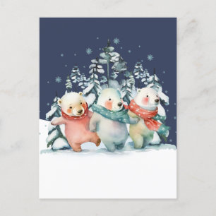Carte Postale Ours polaires à l'aquarelle