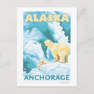 Carte Postale Ours Polaires & Cub - Anchorage, Alaska