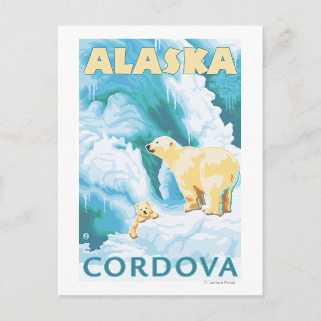 Carte Postale Ours polaires & Cub - Cordova, Alaska (Devant)