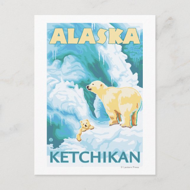 Carte Postale Ours polaires & Cub - Ketchikan, Alaska (Devant)