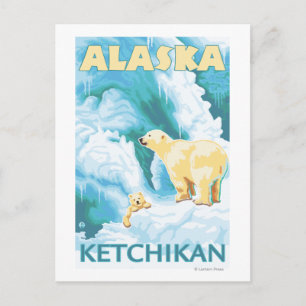 Carte Postale Ours polaires & Cub - Ketchikan, Alaska