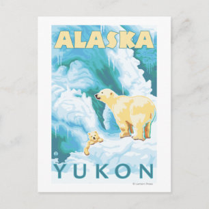 Carte Postale Ours polaires et petits - Yukon, Alaska