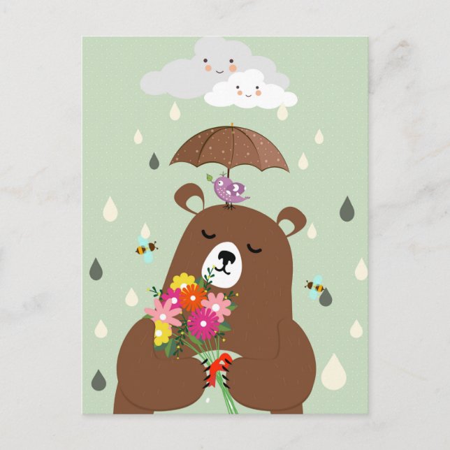 Carte Postale Ours romantique mignon (Devant)