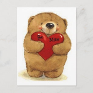 Carte Postale Ours Teddy Avec Le Coeur 'Be Mine'