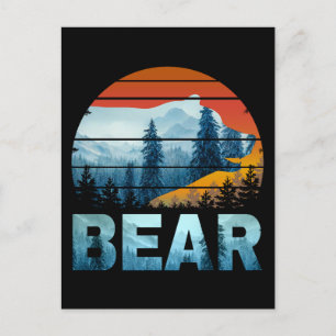 CARTE POSTALE OURS VINTAGE NATURE SAUVAGE FORET COUCHER DE SOLEI