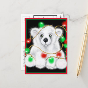 Carte Postale Ourson polaire mignon de Noël, ourson polaire du P
