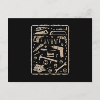 Carte Postale Outils avec cadre vintage