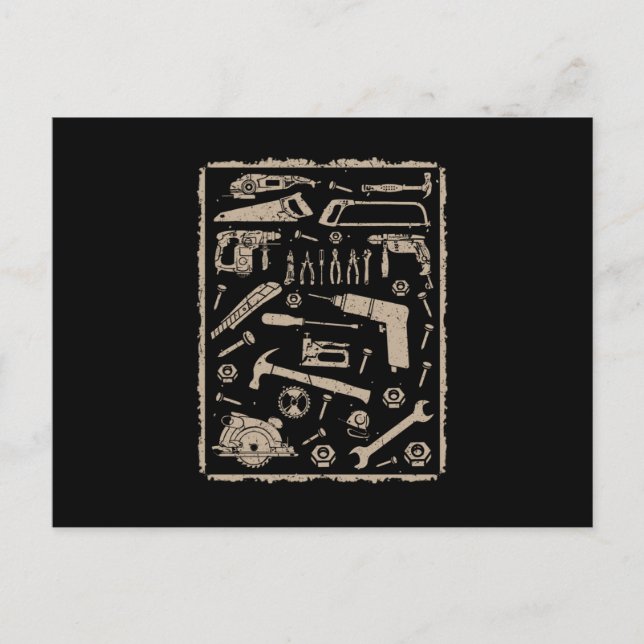 Carte Postale Outils avec cadre vintage (Devant)