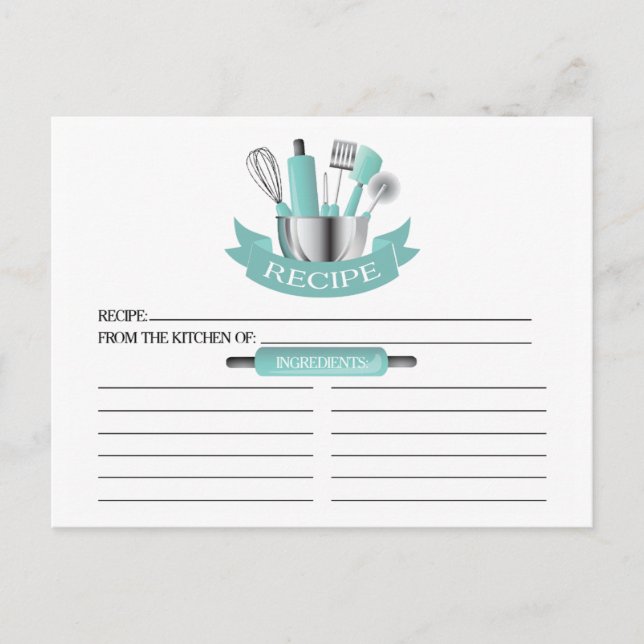 Carte Postale Outils de cuisine turquoise Fête des mariées Recet (Devant)