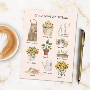 Carte Postale Outils de jardin de tournesol essentiels pour le j