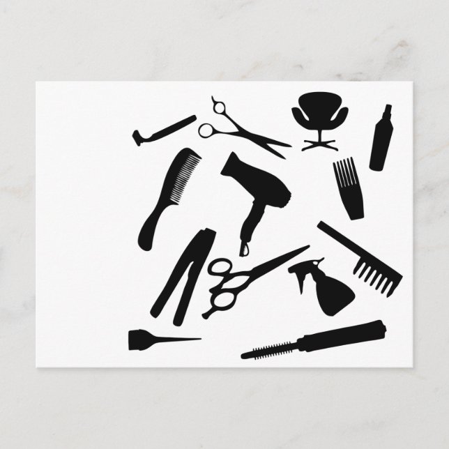 Carte Postale Outils de salon de cheveux | (Devant)