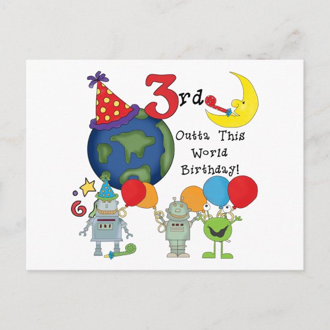 Carte Postale Outta This World 3rd Birthday T-shirts et cadeaux (Devant)