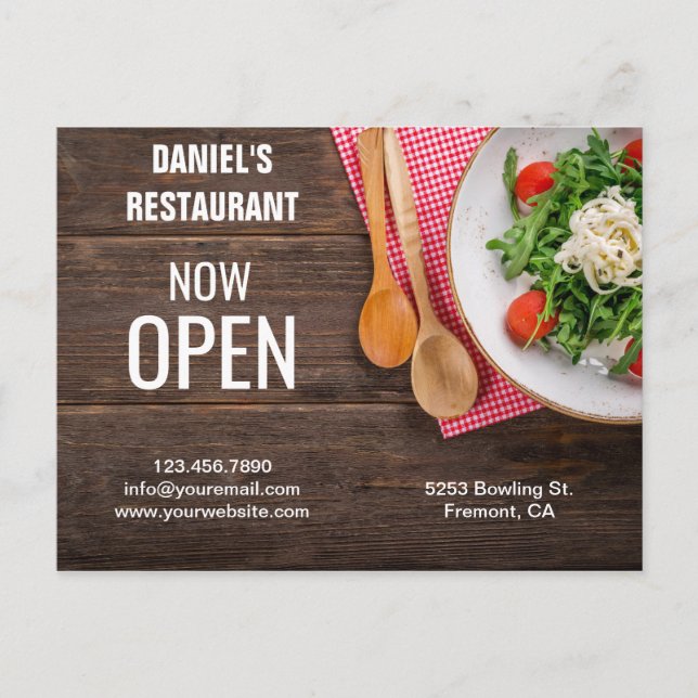 Carte Postale Ouverture de restaurant | Maintenant ouvert | Cour (Devant)