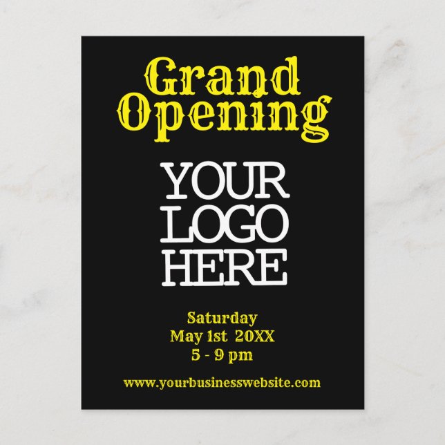 Carte Postale Ouverture du Grand Jaune noir | Logo |Invitation c (Devant)