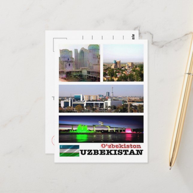 Carte Postale Ouzbékistan - Mosaic - (Devant/Arrière en situation)