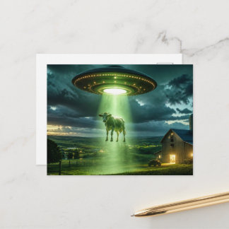 Carte Postale OVNI et la vache Scifi Fantastique