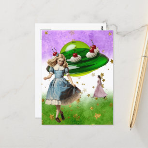 Carte Postale OVNI vert surréaliste doux traitement