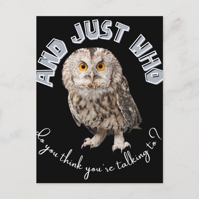Carte Postale Owl : Et Juste À Qui Pensez-Vous Parler ? (Devant)