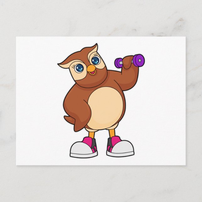 Carte Postale Owl Fitness Dumbbell (Devant)