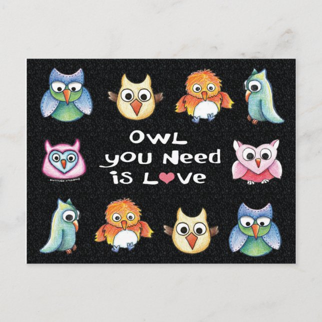 Carte Postale "Owl You Need is Love" Owl Postcard #1 (Devant)