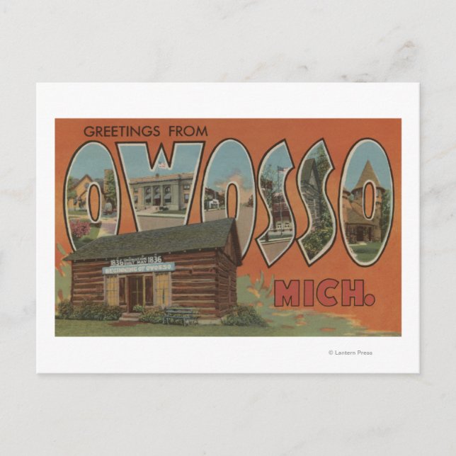 Carte Postale Owosso, Michigan - Scènes de grandes lettres (Devant)