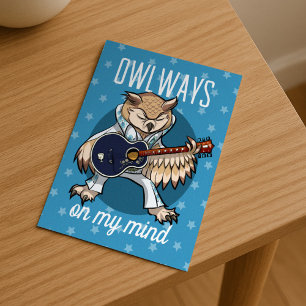 Carte Postale Owways On My Mind Owl in Jumpsuit Cartoon