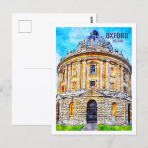 Carte Postale Oxford Angleterre célèbre Travel Place Watercolor