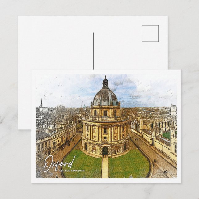 Carte Postale Oxford Royaume-Uni Beau crayon couleur (Devant / Derrière)