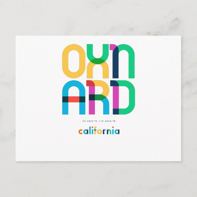 Carte Postale Oxnard California Mid Century, Pop Art, (Devant)