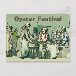 Carte Postale Oyster Fest, Vintage fille avec huîtres