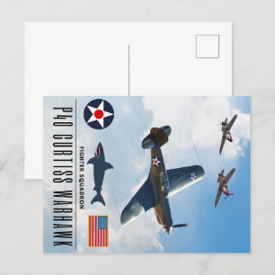 CARTE POSTALE P-40 CURTISS WARHAWK SQUADRON