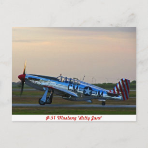 Carte Postale P-51 Mustang Betty Jane Postcard