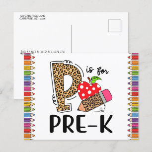Carte Postale P est pour le professeur de rentrée des classes PR
