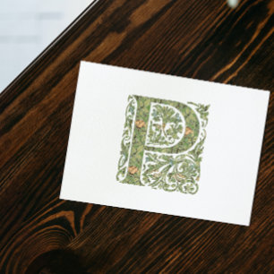 Carte Postale P Monogramme Floral Feuillu Orné